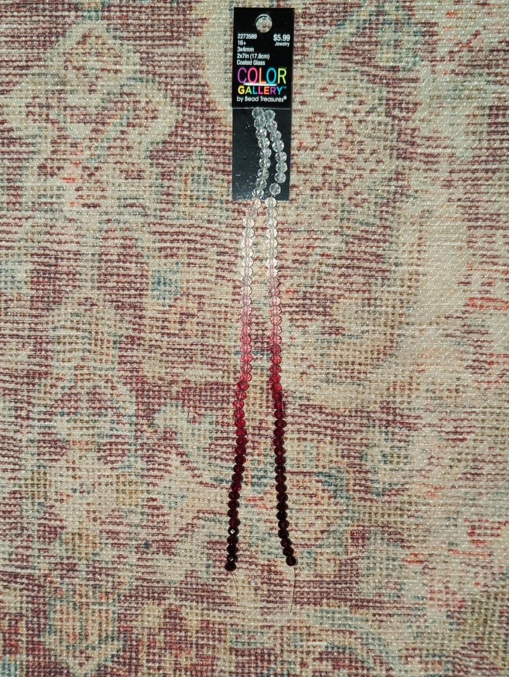 Hobby Lobby Ombre Glass Bead Strands in Clear, Pink and Burgundy